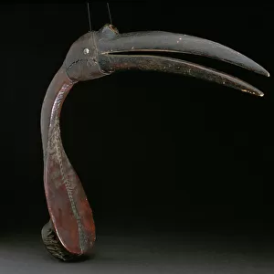 Dance ornament in the form of a hornbill, Hausa Culture, Nigeria (wood, leather & metal)