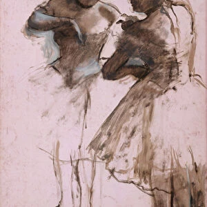Two Dancers, 1873 ( Dark brown wash and white gouache on paper)