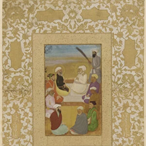 Dara Shikoh with Mian Mir and Mulla Shah, detached album folio with painting, c