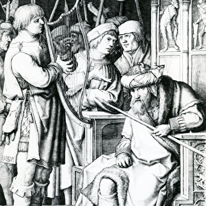 David playing the harp for Saul (engraving)