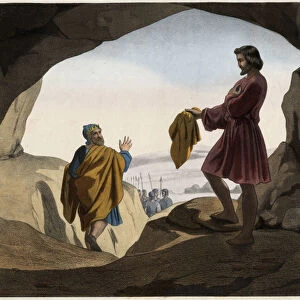 David showed Saul the piece of his mantle: David refused to kill King Saul