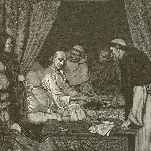 Death-Bed of Copernicus, from the painting by E Blair Leighton (engraving)