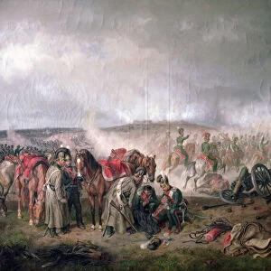 The death of Count Seinsheim at the Battle of Borodino in 1812, 1862 (oil on canvas)
