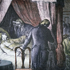 The death of George Washington at Mount Vernon, Virginia (colour litho)