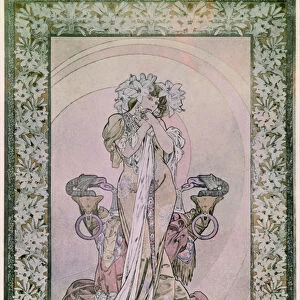 Decorative Panel for Edmond Rostands La Princesse Lointaine with Sarah Bernhardt
