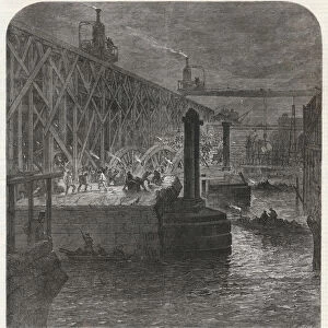 The demolition of Blackfriars Bridge (engraving)