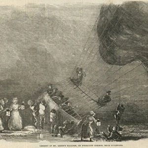 Descent of Mr Greens balloon (engraving)