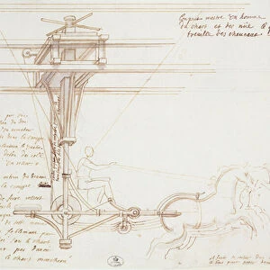 Design for the chariot of Phaeton in the opera by Lully (brown ink & wash on paper)