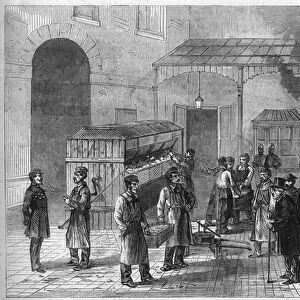 Destruction of banknotes withdrawn from circulation at the Banque de France, 1874