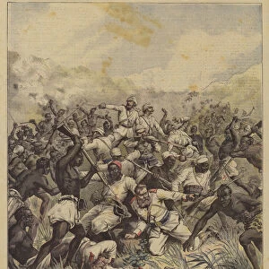 Destruction of a German expedition in Africa (colour litho)