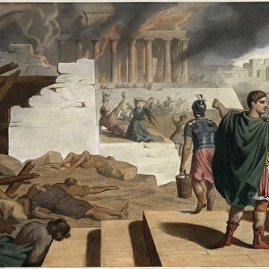 The destruction of the temple and city of Jerusalem in 70 by Roman Emperor Titus (40-81)