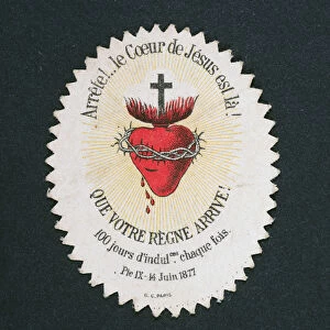Devotional Image of the Heart of Jesus offering an Indulgence of 100 days (engraving)
