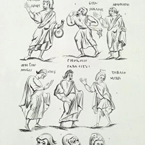 Different theatre characters in the Middle Ages, in the 9th century, taken from Terences comedy