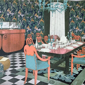 Dining room designed by Atelier Martine, 1924 (colour litho)