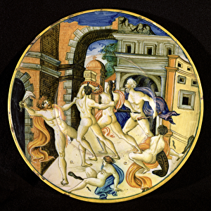 Dish depicting Samson and the Philistines, Pesaro Workshop (ceramic)