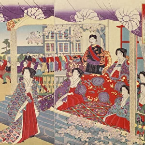 A Display of Gymnastics before the Emperor (colour litho)