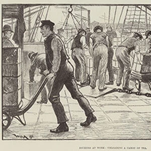 Dockers at Work, unloading a Cargo of Tea (engraving)