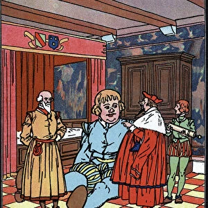 The doctor Theodore orders him a purgative Illustration by Pierre Courselles (died 1938) from "Gargantua" by Francois Rabelais, 1926 Private collection