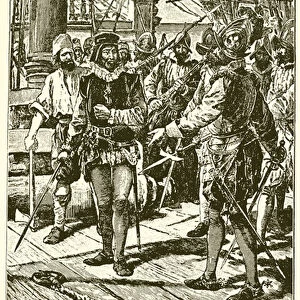 Don Bartholomew defending his Brother against the Mutineers (engraving)