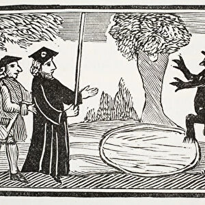 Dr. Fautus raises the Devil, illustration from Chap-books of the Eighteenth
