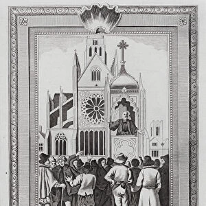 Dr Ralph Shaw preaching at St Pauls Cross, London, signalling Richard, Duke of Gloucesters intention to depose his nephew King Edward V and claim the throne for himself, 1483 (engraving)