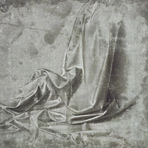 Drapery study for a kneeling figure in Profil Perdu to the right, c