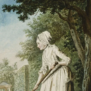 The Duchess of Chaulmes, as a Gardener in an Allee, 1771 (black lead, red chalk