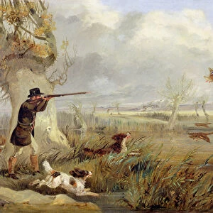 Duck Shooting (oil on canvas)