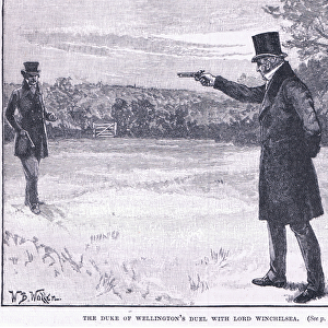 The Duke of Wellingtons duel with Lord Winchilsea 1829 (litho)
