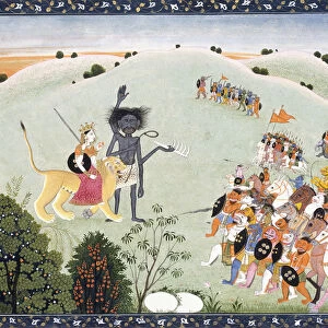 Durga and Kali Standing Before the Advancing Host of Demons, c