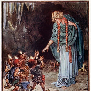 Then the dwarfs held it out to her, illustration from The Heroes of Asgard
