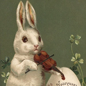 Easter card with bunny (colour litho)
