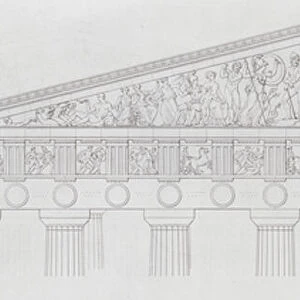 Eastern pediment of the Parthenon, Athens (engraving)