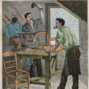 Ebenisterie: assembly of chairs in the 19th century in France