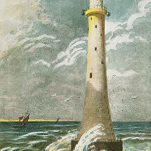 Eddystone Lighthouse off Plymouth (colour litho)