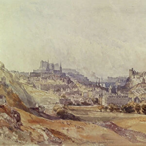 Edinburgh from Salisbury Crags, 1843 (pencil & w/c on paper)