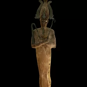 Egyptian antiquite: statue of the deity Osiris, coated wood, entoile and formerly painted
