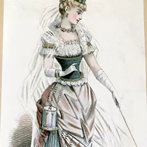 The Electricity Fairy, costume for a fancy dress ball with battery, c. 1885 (colour litho)