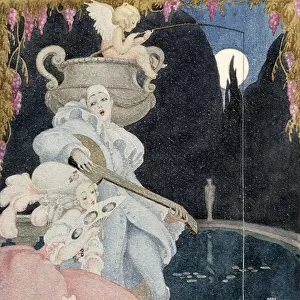 Elegante et Pierrot, 1918 (watercolour on paper)