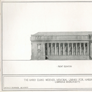 Front elevation, the Harry Elkins Widener Memorial Library for Harvard University