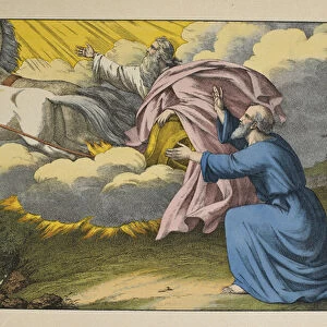 Elijah ascends to Heaven in a whirlwind leaving his disciple Elisha to carry on his work