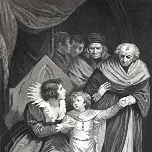 Elizabeth Woodville surrendering her son (litho)