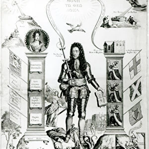 The Emblem of England, October 1690 (engraving) (b / w photo)