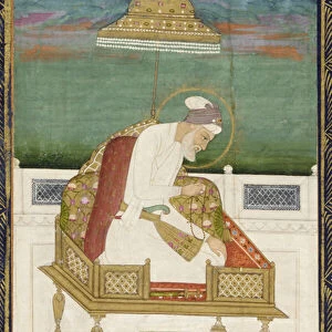 Emperor Aurangzeb; reverse: calligraphic panel, detached album folio with painting
