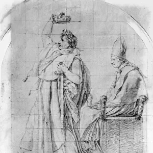 Emperor Napoleon Crowning Himself, c. 1804 / 07 (pencil on paper with traces of ink)