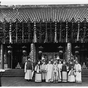 The Empress Dowager Cixi with attendants in front of Paiyunmen, Summer Palace, Beijing, c