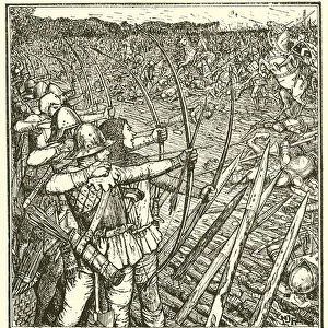 English Archery Wins at Agincourt (engraving)