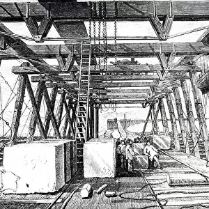 An engraving depicting the construction on the Amsterdam Sea Canal, 19th century