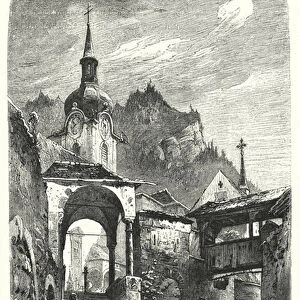 Entrance to the Church in Altdorf (engraving)