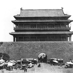 Entrance to the inner wall, Peking, China, c. 1900 (b / w photo)